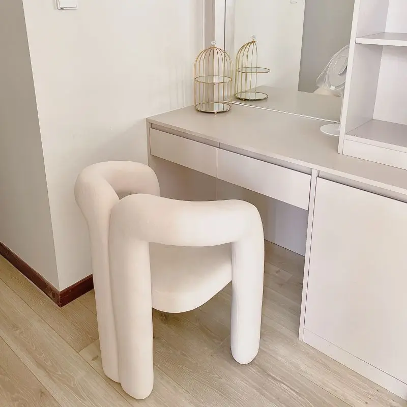 Cream style household makeup chair dressing stool nail salon chair simple high-end bedroom single casual dining chair