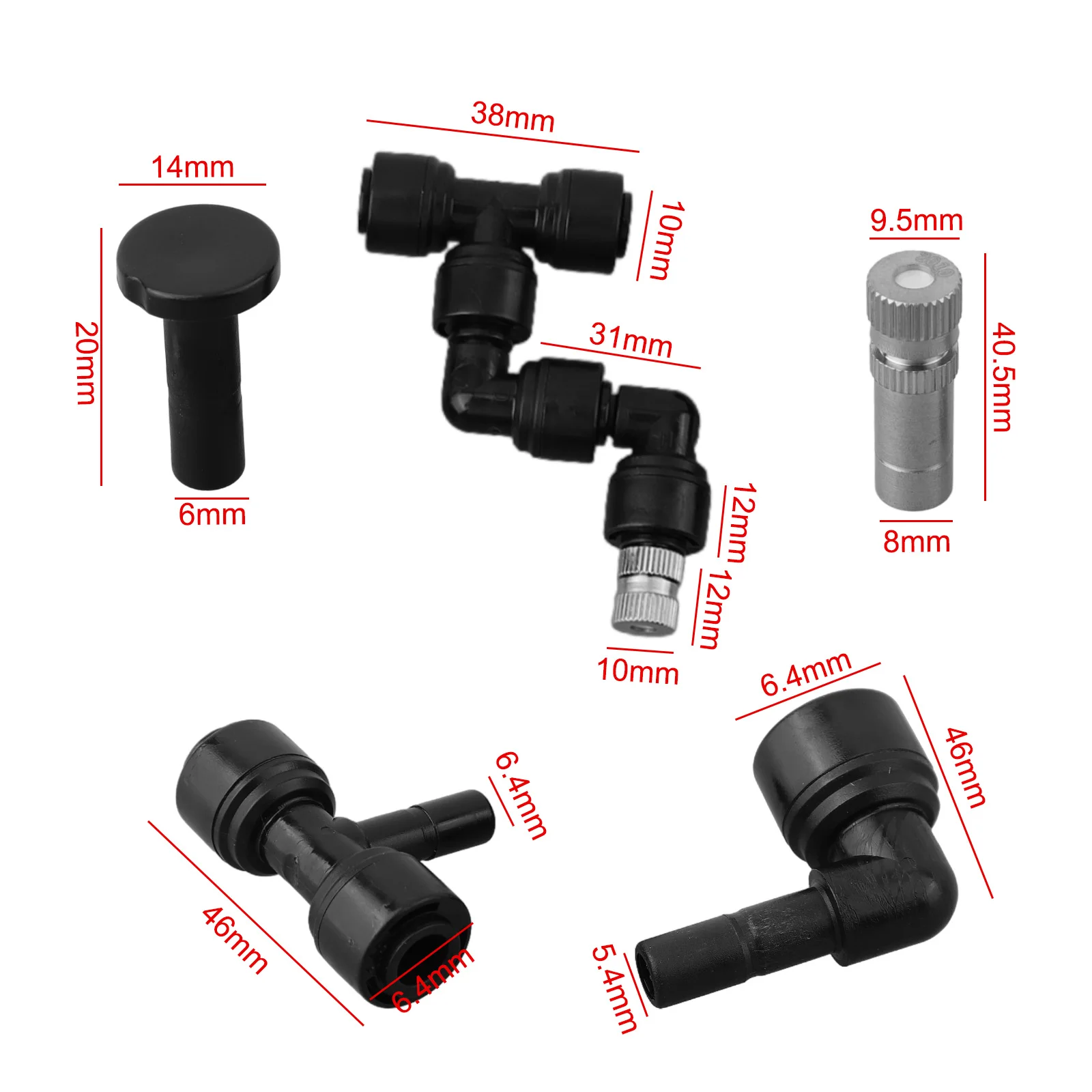 Spray Nozzle Kit for Reptile Misting System with 360 Degree Swivel Head Compatible with 1/4 Inch Irrigation Line