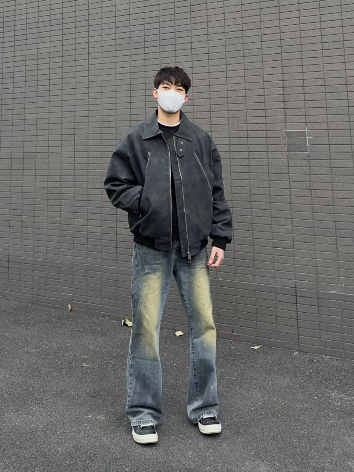 Amerikaanse retro bezaaid lederen jaet rits ontwerp losse faionable motorjas voor mannen en vrouwen jeugd trend bovenkleding