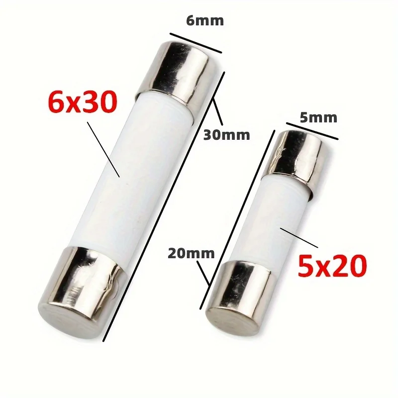 10pcs 5*20mm 6*30mm Fast Blow Tube Fuses 250V 0.5-30A AMP Fuse Ceramic Fuse