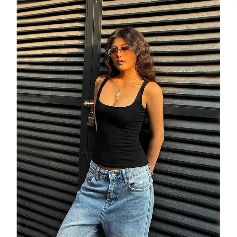 Women Scuplted Square Neck Tank Top image 3