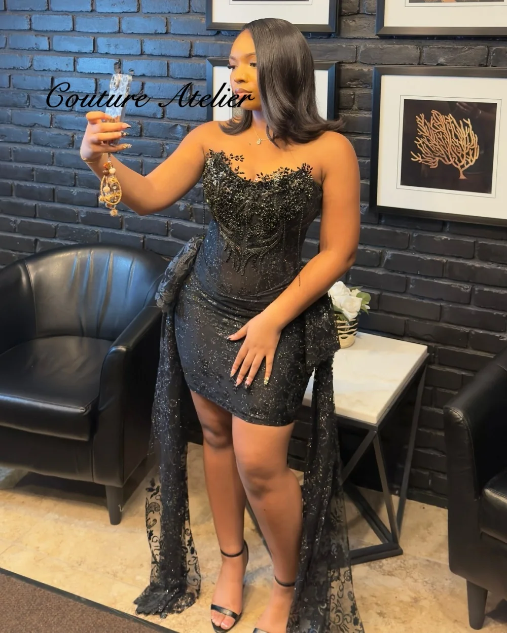

Little Black Dress Short Prom Dress With Train Aso Ebi Mini Cocktail Dress For Blackgirls Birthday Party Dresses Customized