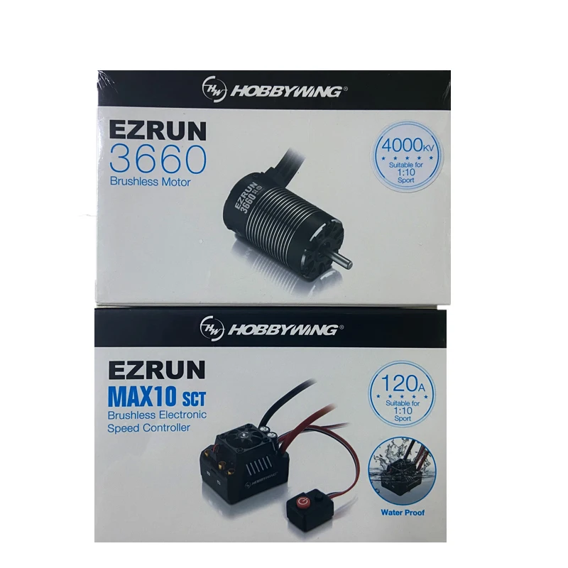 Hobbywing EZRUN MAX10 SCT 120A Brushless ESC + 3660 G2 4600KV / 4000KV / 3200KV Sensorless Motor shaft Kit for 1/10 RC Car Truck