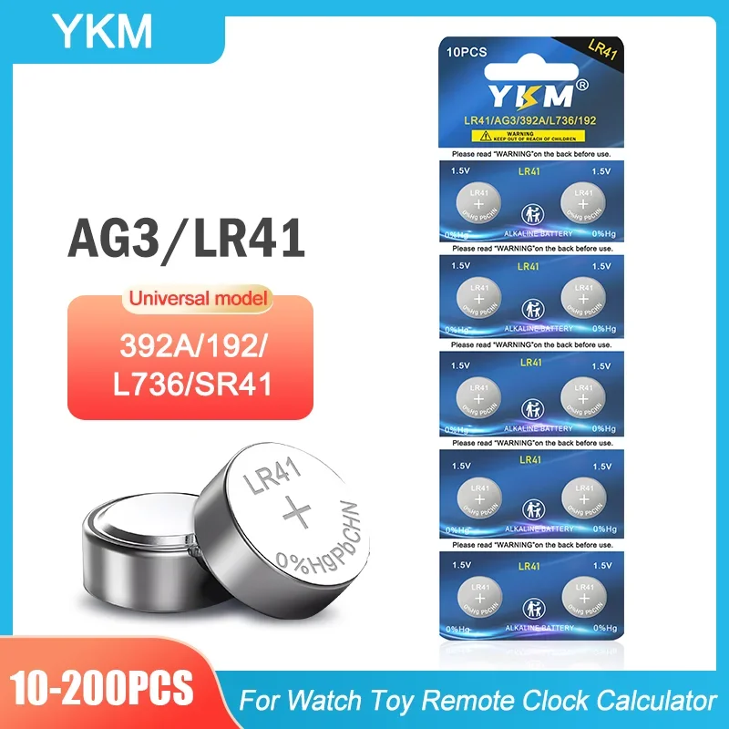 10-40PCS AG3 LR41 Battery 192 384 SR41 L736 SR41SW 1.5V Alkaline Button Batteries for Thermometer LED Light Toy Watch Battery