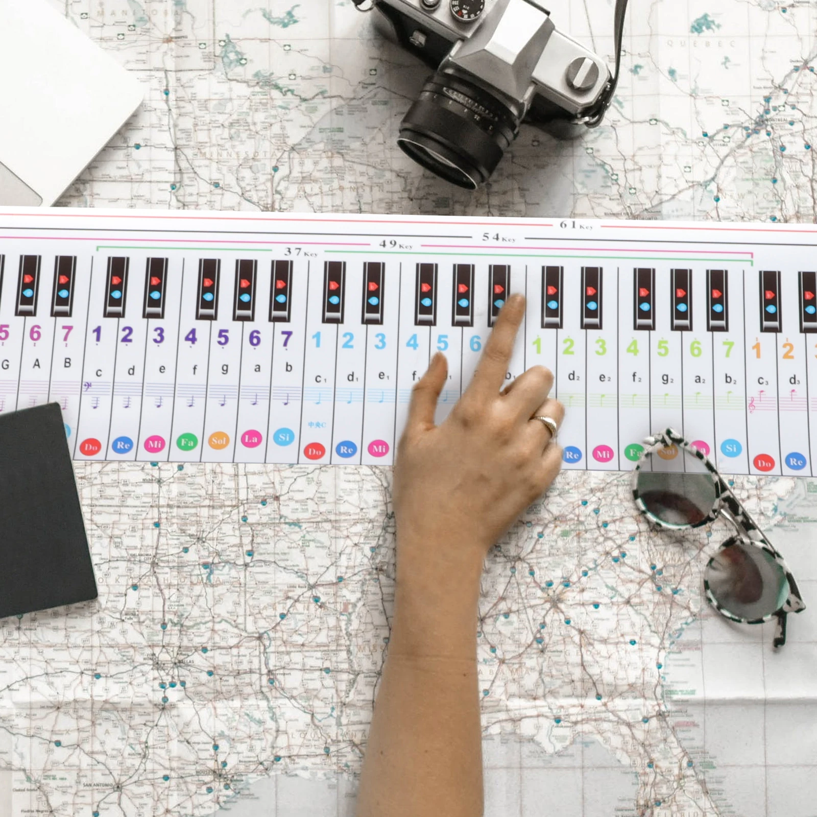 

Piano Practice Card Standard 88-Key Layout Fingering Chart For Beginners Keyboard Teaching Learning Aid Tool