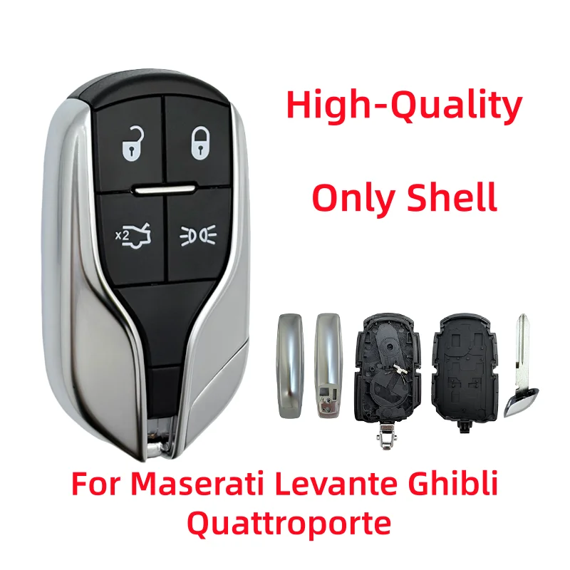 Hoogwaardige 4-knoppen afstandsbediening sleutelhanger shell voor Maserati Levante Ghibli Quattroporte 2012-2019