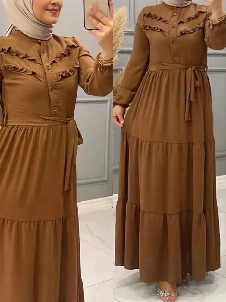 Abayas caftán elegante para mujer, vestido musulmán con cinturón suelto, Abaya para fiesta de Ramadán, Dubai, Turquía árabe, 2023