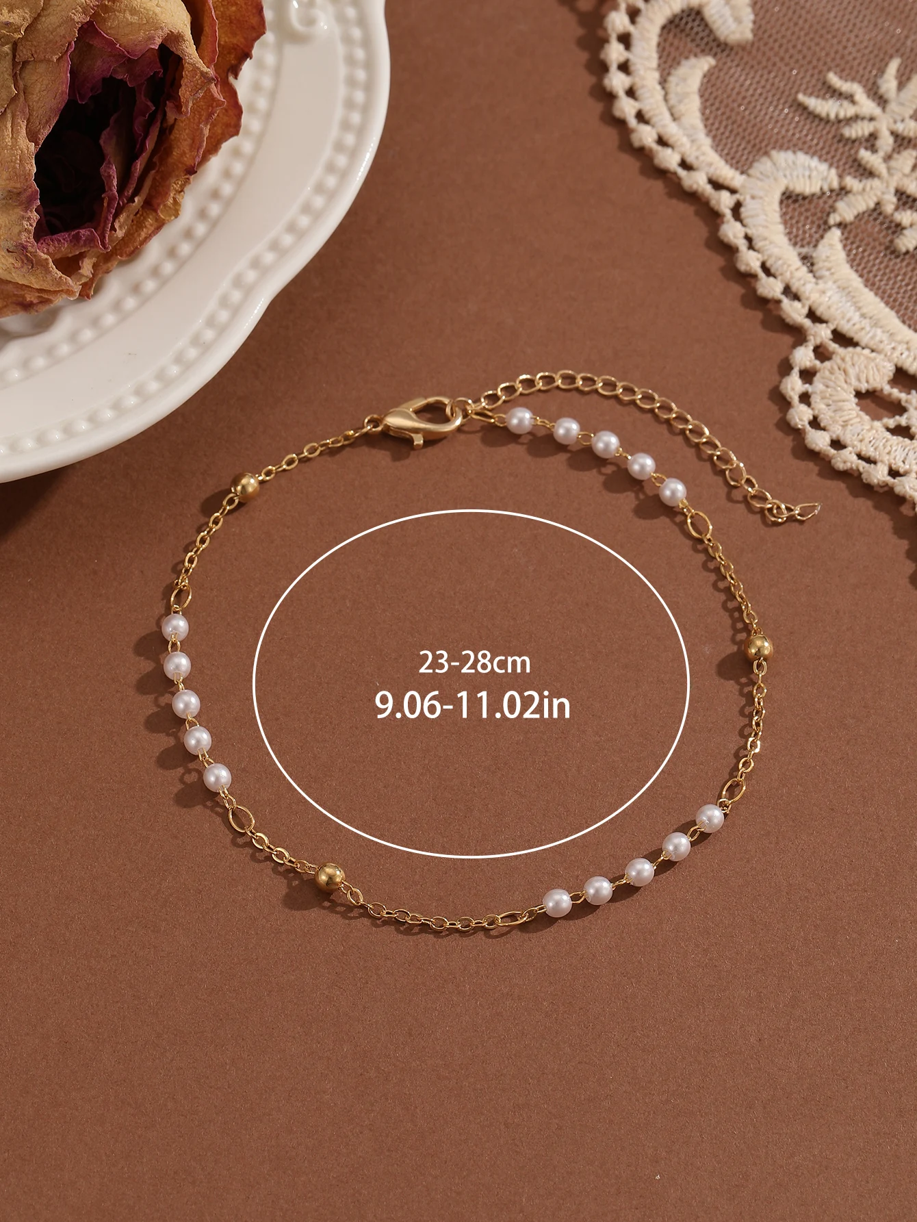 QIAMNI Fashion Imitation Pearl Anklet for Women Bohemian Beads Ankle Bracelet Beach Barefoot Sandal Anklet Chain Foot Jewelry