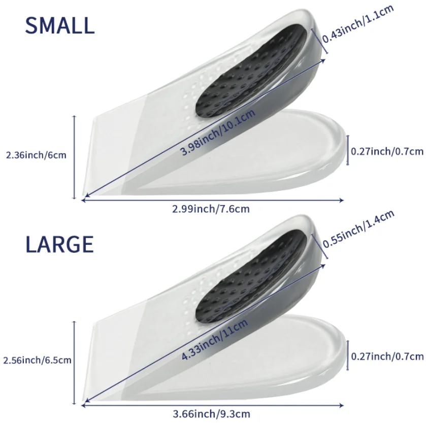 4-PC/2 Layers Wedge Heel Pads for Shoe,Adjustable Medial & Lateral Silicone Shoe Inserts,Reusable & Washable Height Increase Ins