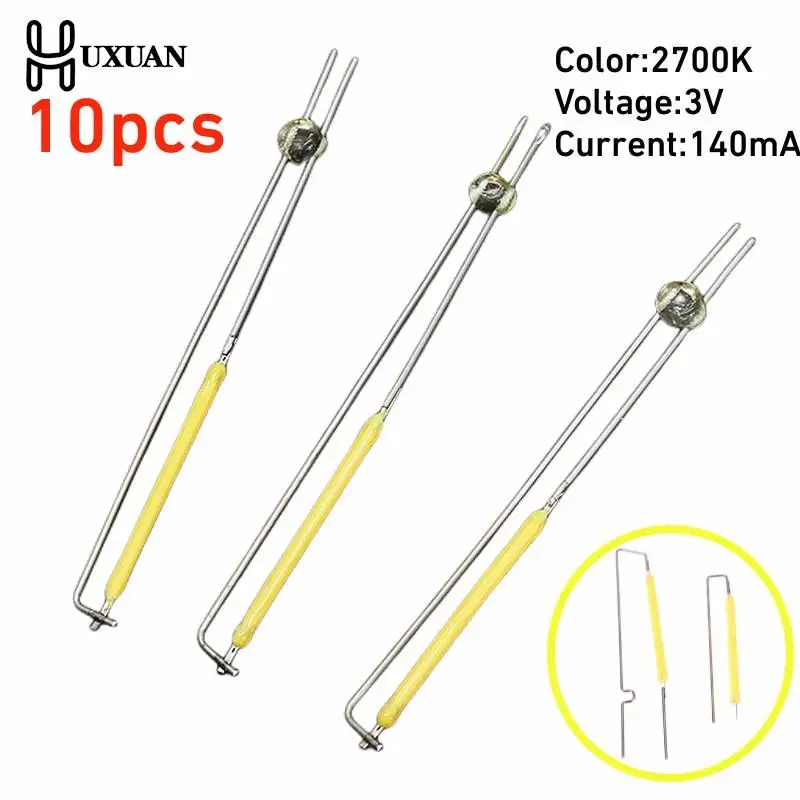 10Pcs 3v 2700k Led Filament Bulb Lamp Parts Ceramic Spot Welding Filament Wire Lamp Filament Led Diode Partial Bulb Chip