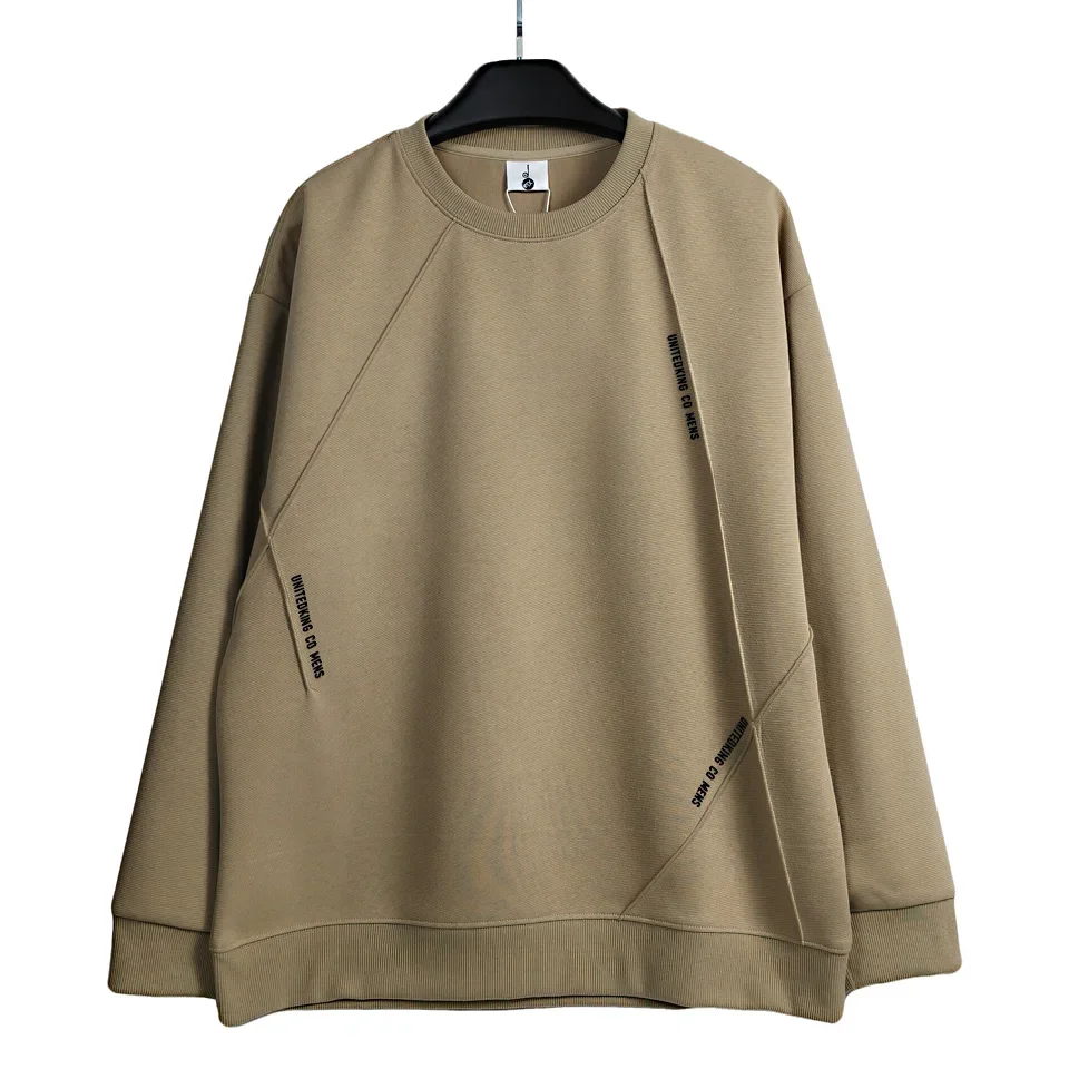

500g Heavyweight Men's Cotton Crewneck Long sleeved Sweatshirt | Spring Autumn Pullover with Letter Printing