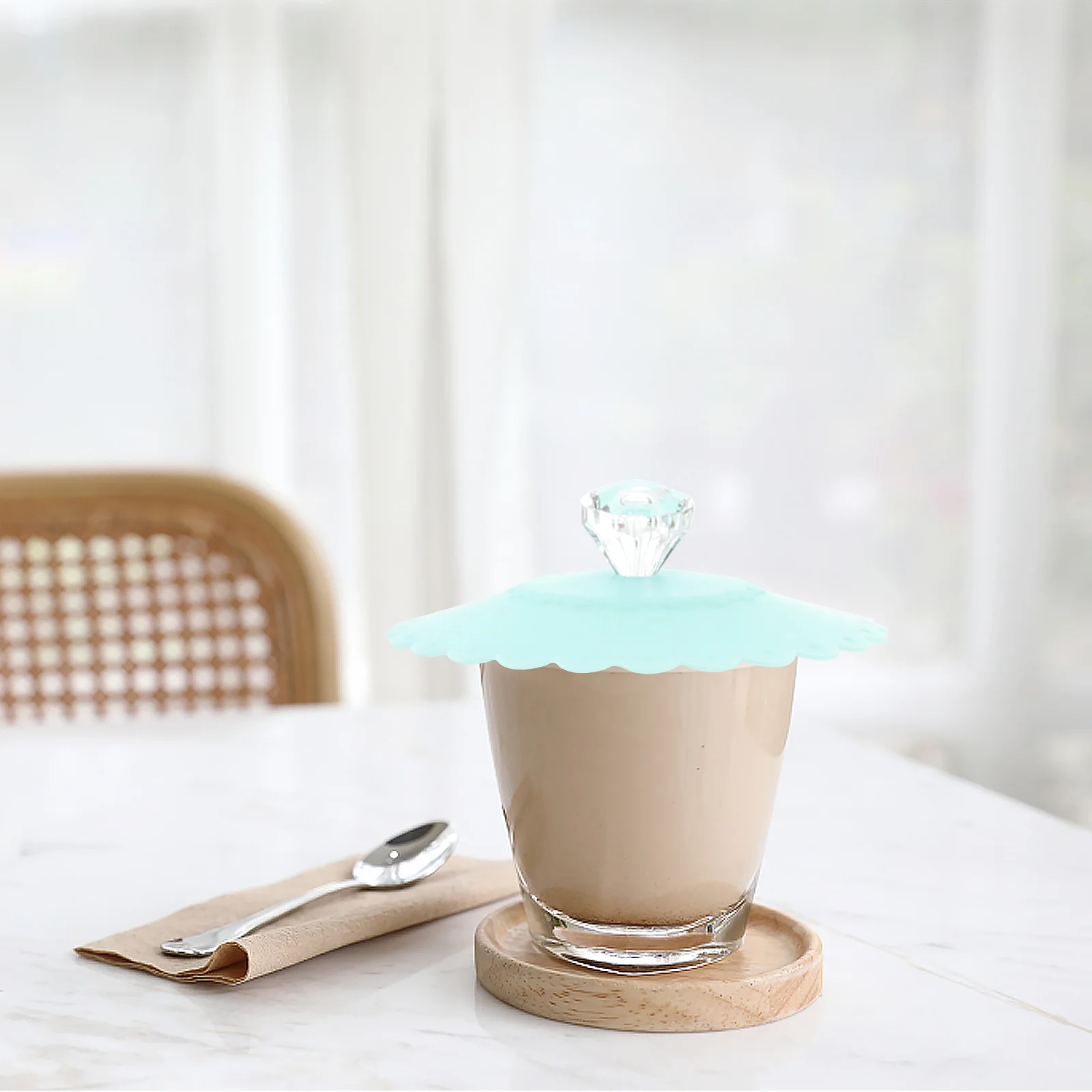 

10.5Cm Silicone Cup Lids Transparent Diamond Flower Pattern Airtight Reusable Mug Cover For Home Office Kitchen Barware Hot