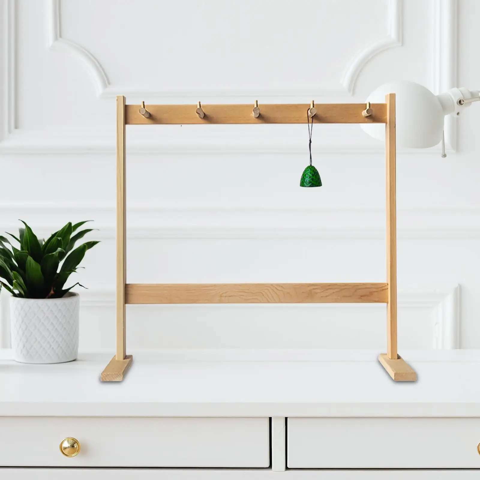 Chime Stand Wind Bell Display Rack Decorative Wood Gong Stand Chime Holder for
