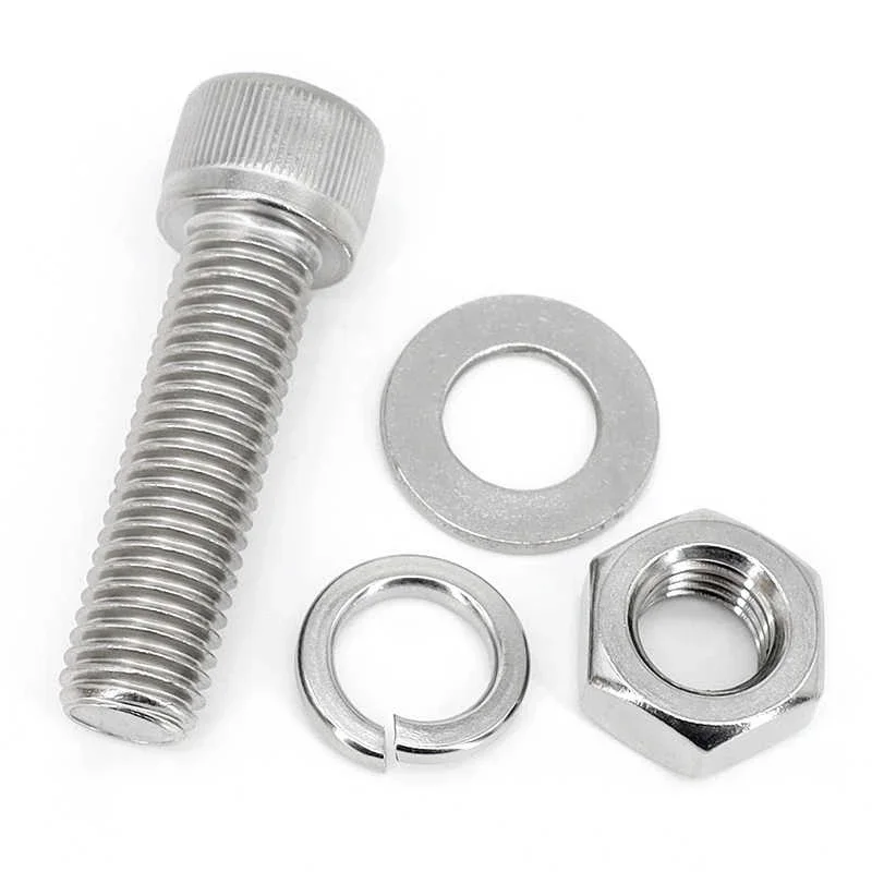 10PCS Cup Head Hex Socket Head Cap Set Screw 316 Stainless Steel M2 M2.5 M3 M4 M5 with Nut Flat/Spring Washer Bolt Combination