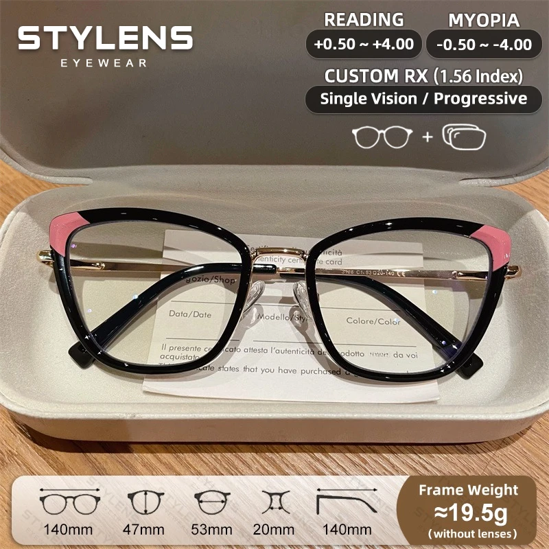 STYLENS, lunettes de lecture œil de chat au nouveau design, lunettes de prescription pour femmes, anti-lumière bleue, myopie, lunettes progressives personnalisées