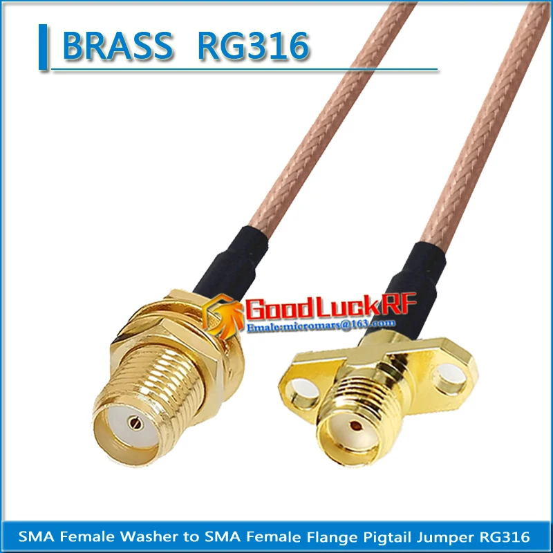 

Dual SMA Female Washer Bulkhead Nut to SMA Female 2 hole Flange Pigtail Jumper RG316 extend Cable low loss