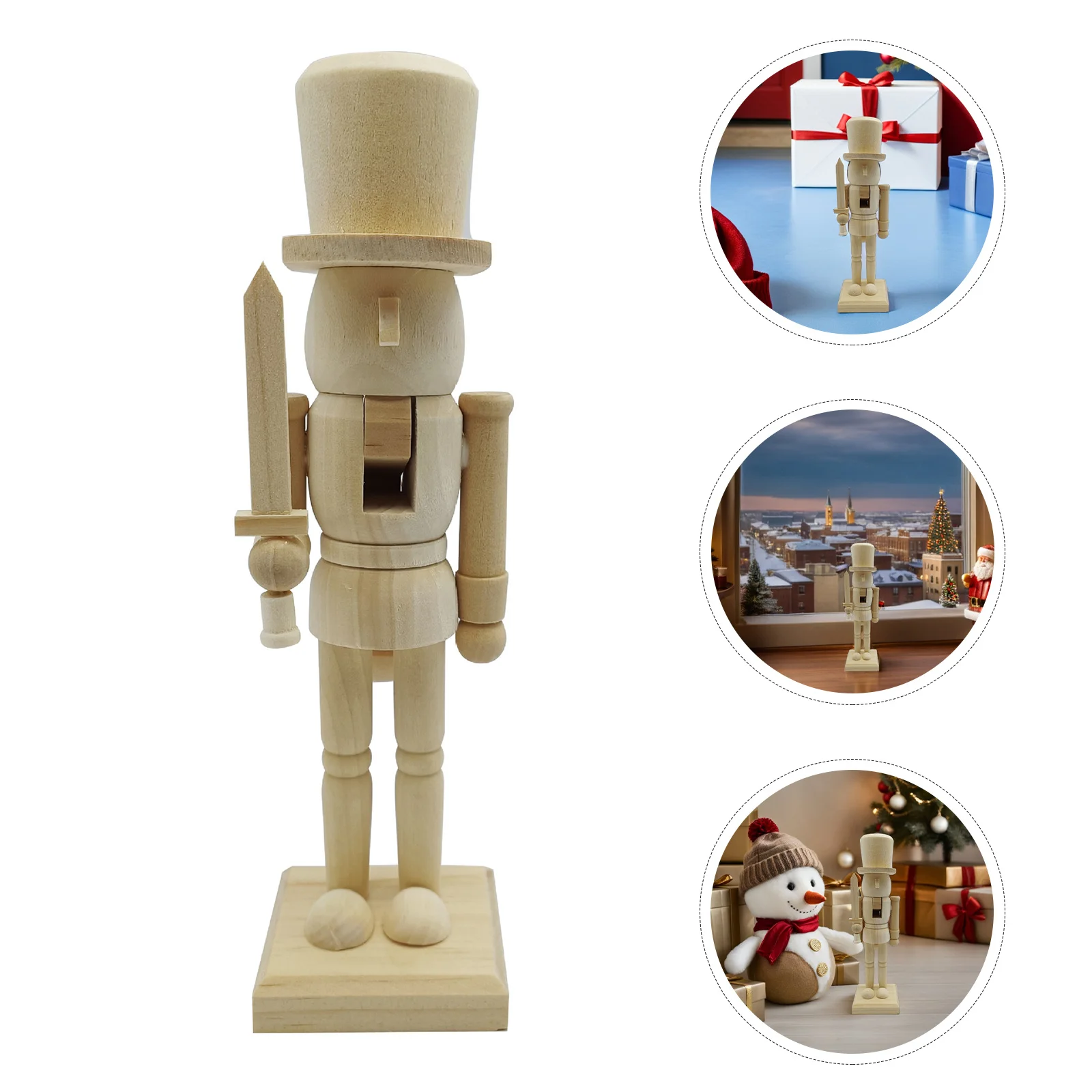 

25.5Cm Diy Wooden Nutcracker Soldier Unfinished Craft Kit Christmas Decoration Painting Project Kids Adults Home Decor Ornaments