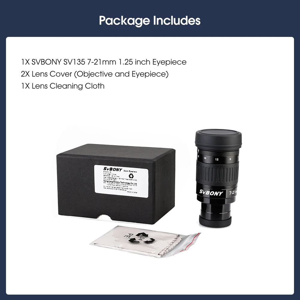 Svbony SV135 Zoom-Okular, 7–21 mm 1,25 Zoll Teleskop-Okular, 6 Elemente, 4 Gruppen Teleskop-Zubehör für astronomische Teleskope – Detail 21