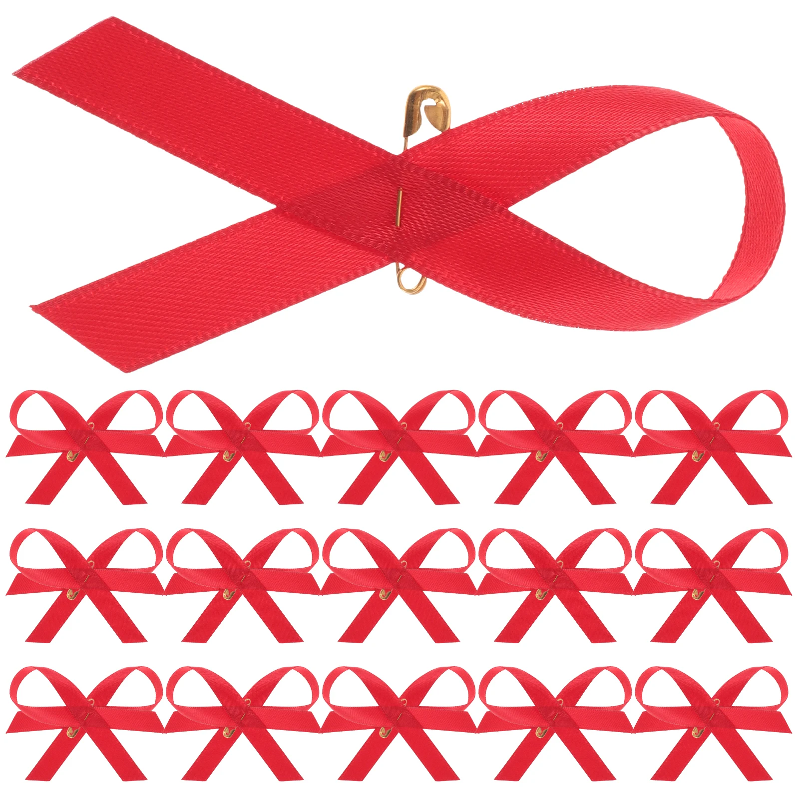 

200Pcs Red Ribbon Awareness Brooches Charity Events Breast Cancer Support Breast Lapel Pins Party Brooch