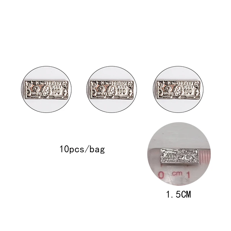 1box 3D Money Cartoon Nail Charms Luxury Dollars Rhinestones Jewelry Diamond Nail Art Manicure Tips Salon Decoration Tool