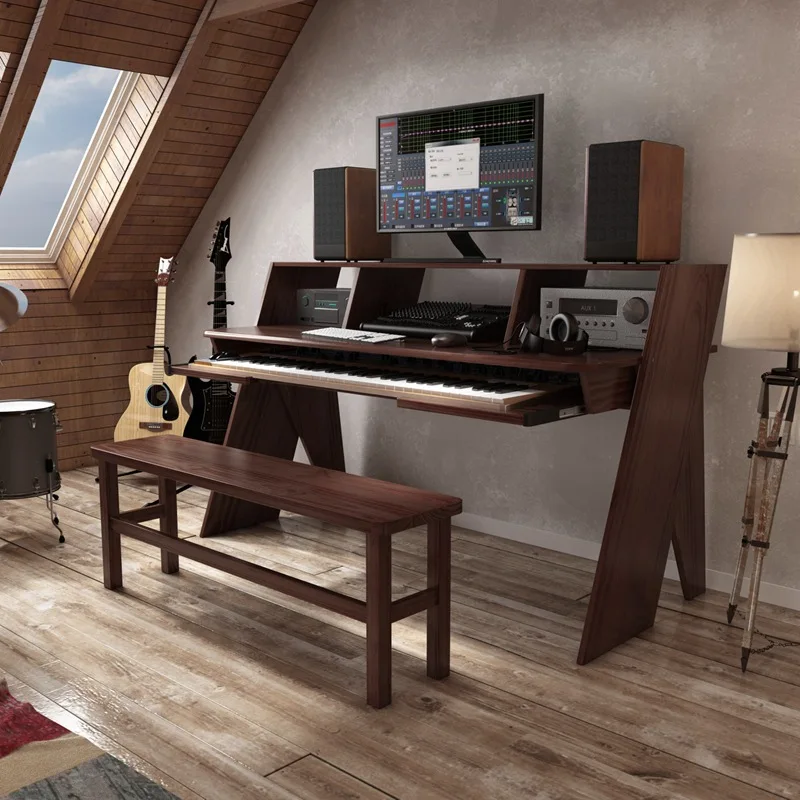 Solid Wood Music Production Desk Recording Studio Music Table Music Production MIDI Keyboard Desk Electric Piano Mixing Console
