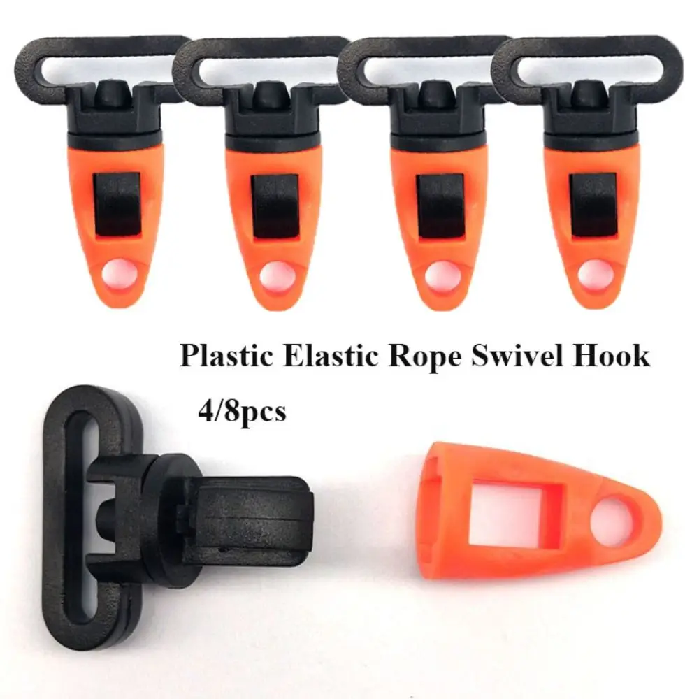 4/8pcs Plastic Plastic Swivel Hook with Iron Ring 36*25mm Luggage Clothing Accessories Black&Orange Swivel Buckles Outdoor Tools