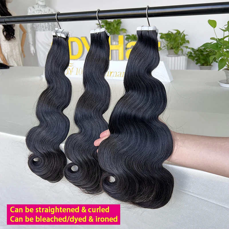 Invisible Tape In Hair Extensions 100% Human Hair Double Drawn Body Wave PU Skin Weft Seamless Adhesive Tape In Raw Virgin Hair
