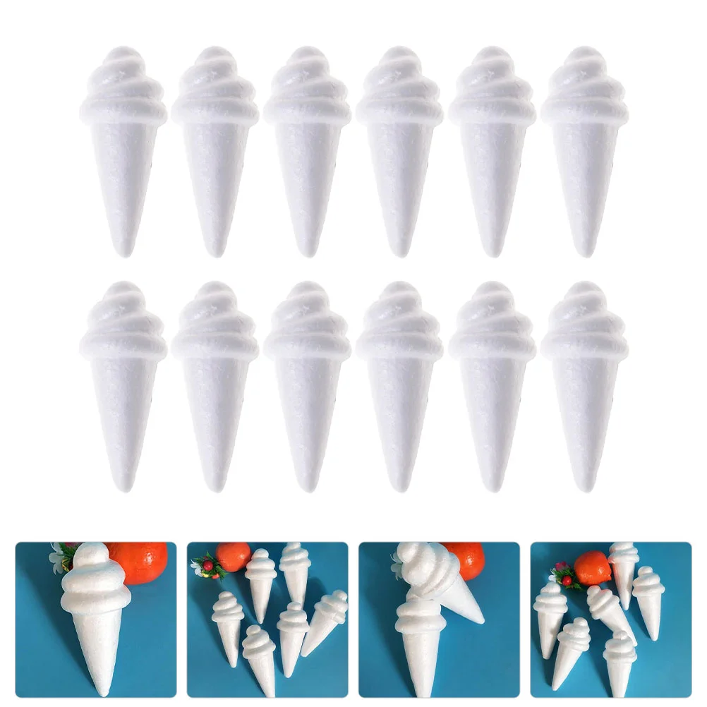 12 Pcs Ice Cream Mold DIY Foams Ornaments Prop Fake Props Simulation Craft Tools Decor Handmade Models Blank Painting