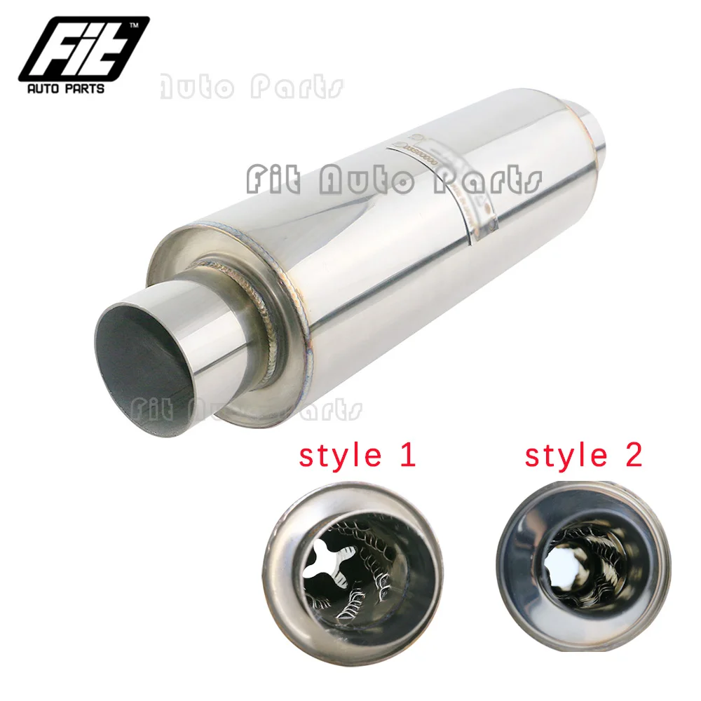 

2'' 2.5'' Stainless Steel Silver Exhaust Muffler Pipe Spiral Straight-through Resonator reduce sound universal car