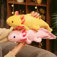45cm Cute Colorful Newt Plush Toy Stuffed Cute Axolotl Salamander Fuzzy Plush Fish Appeasing Long Pillow Cushion Girls Xmas Gift