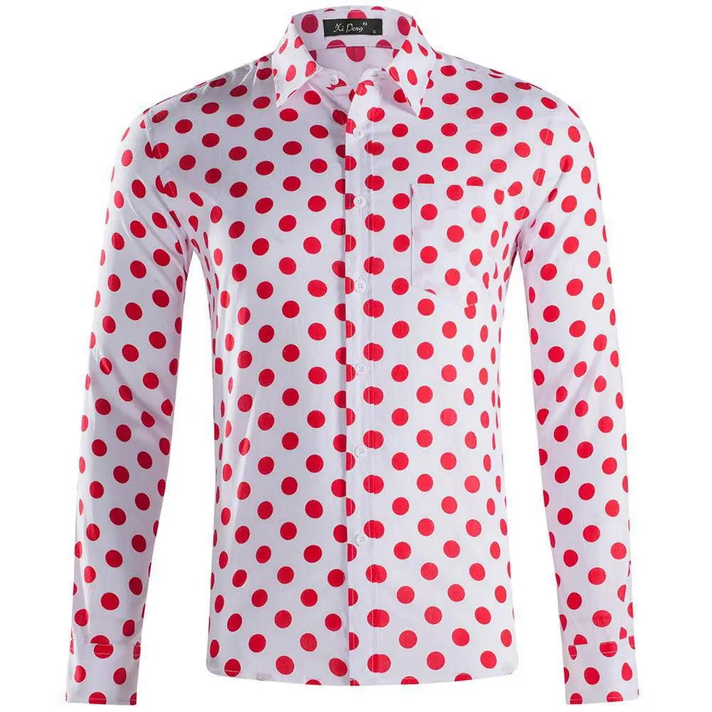 

Allcotton plus Size Long Sve irt Polka Dot Print Breathable Lightweight Polyester Casual irt for Youth Beach Wear