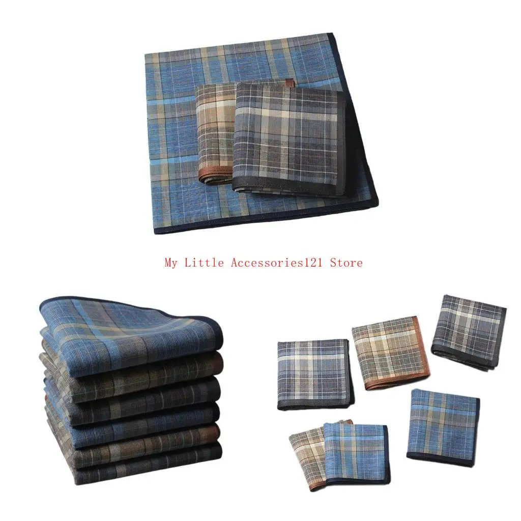 

Check Handkerchief Towel Soft Bandannas Square Cloth Unisex Sweat Towel 6PCS