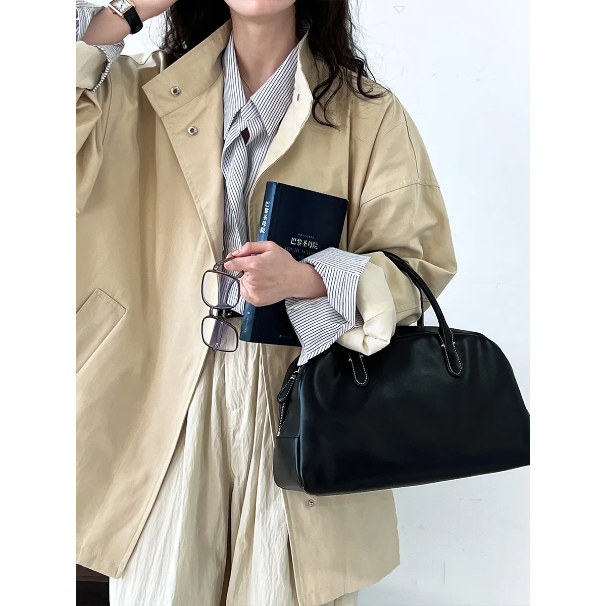 Women Fashion Khaki Trench Coat Single Button Stand Collar Midi Length Trench Coat Femme Casaco Abrigo Streetwear