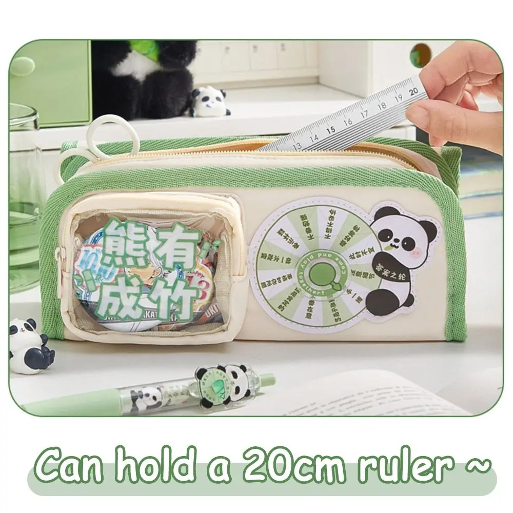 Multi-function Panda/Rabbit Pencil Case Nylon Stationery Box Stationery Bag Large Capacity Pen Bag Office School