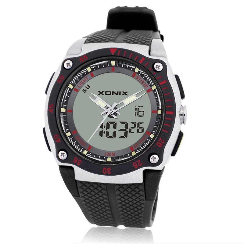 XONIX 2026 Classic Retro LED Night Light with Alarm Multifunctional Dual Display Sports Waterproof 100M Electronic Watch DH