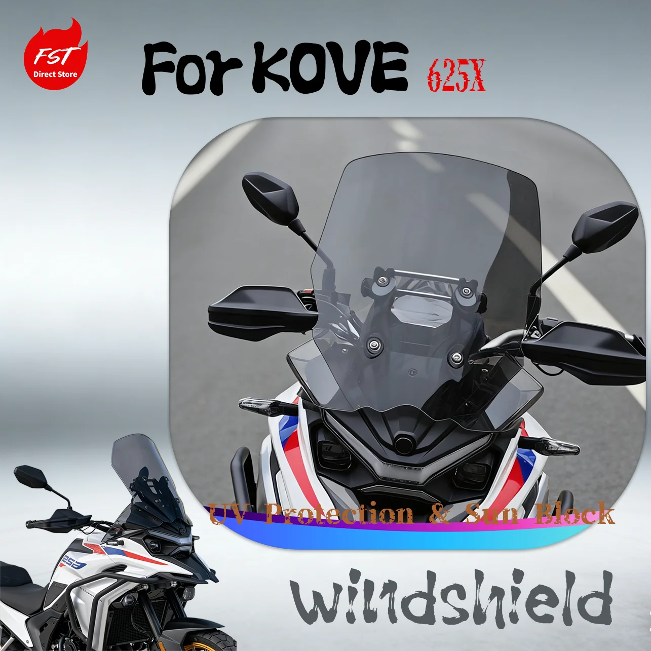 

Custom Heightened Windshield for KOVE 625X, OEM Mold Perfect Fit, Anti-Scratch High Clarity