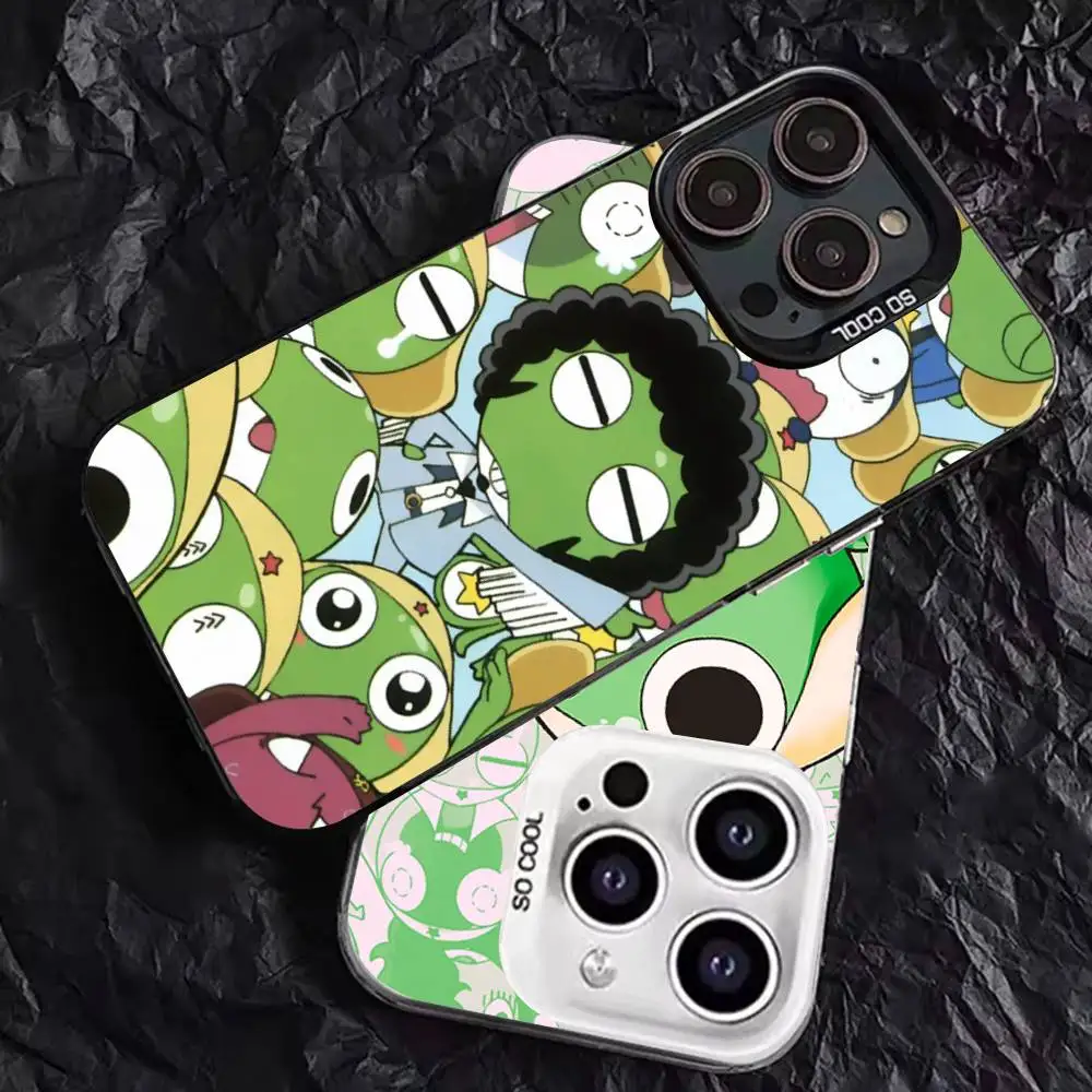 Cartoon Keroro Gunsou Frog Phone Case For IPhone 16 15 14 13 12 11 Pro Max Plus Color Shockproof Back Silver Cover