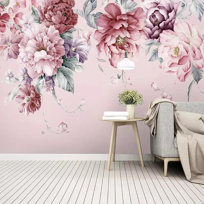 Customized products Mural Wallpaper Modern Pastoral Flowers Hand Painted Photo Living Room Wedding House bedroom restaurant 8d