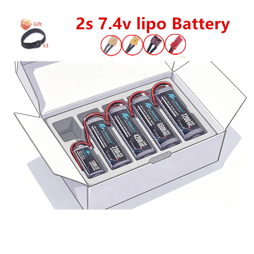 7.4v 1500/ 2200mAh 3300mah 5200mah 2s Lipo Battery Spare Parts for RC Car Airplane Boat Drone Quadcopter Battery 2s 7.4V Battery