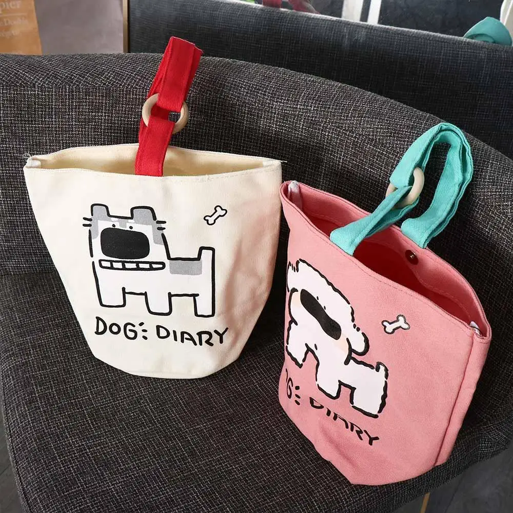 Bolso de mano de lona de perro Husky, bolsa plegable con forma de cubo, con letras de dibujos animados de Fadou, para la escuela