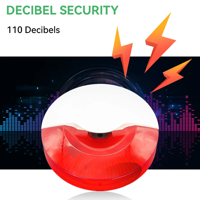 Meian 433MHz Indoor Wired Siren for Burglar Home Security Alarm System High Decibel 110dB Sound Light Strobe Siren