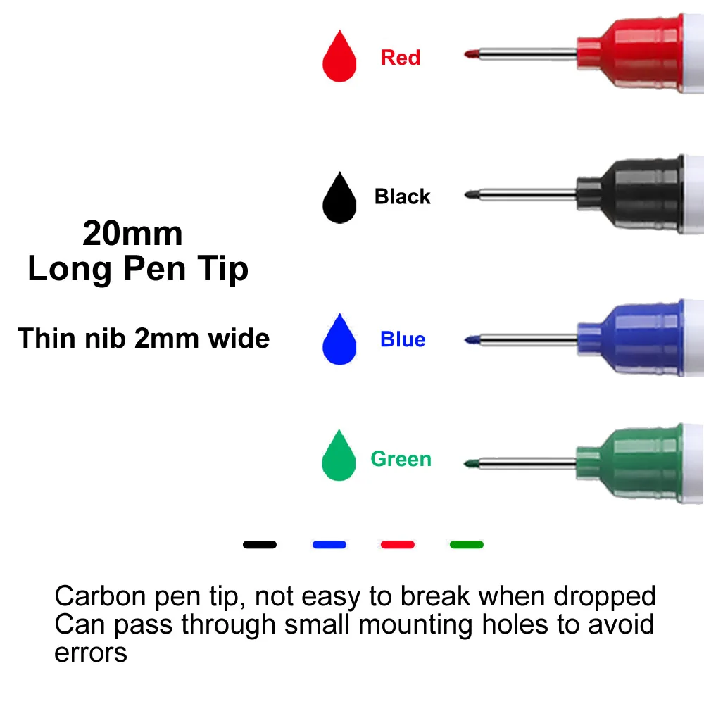 20 مللي متر 4 ألوان مزدوجة تلميح حفرة عميقة طويلة رئيس بنك الاستثمار القومي علامات ل قلم معدني مقاوم للماء الحمام النجارة الديكور متعددة الأغراض