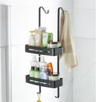 Hanging Bathroom Shelf Nail Free Shower Rack Black Corner Shelf  Square Bath Shower Shelf Bathroom Storage Organizer Rack
