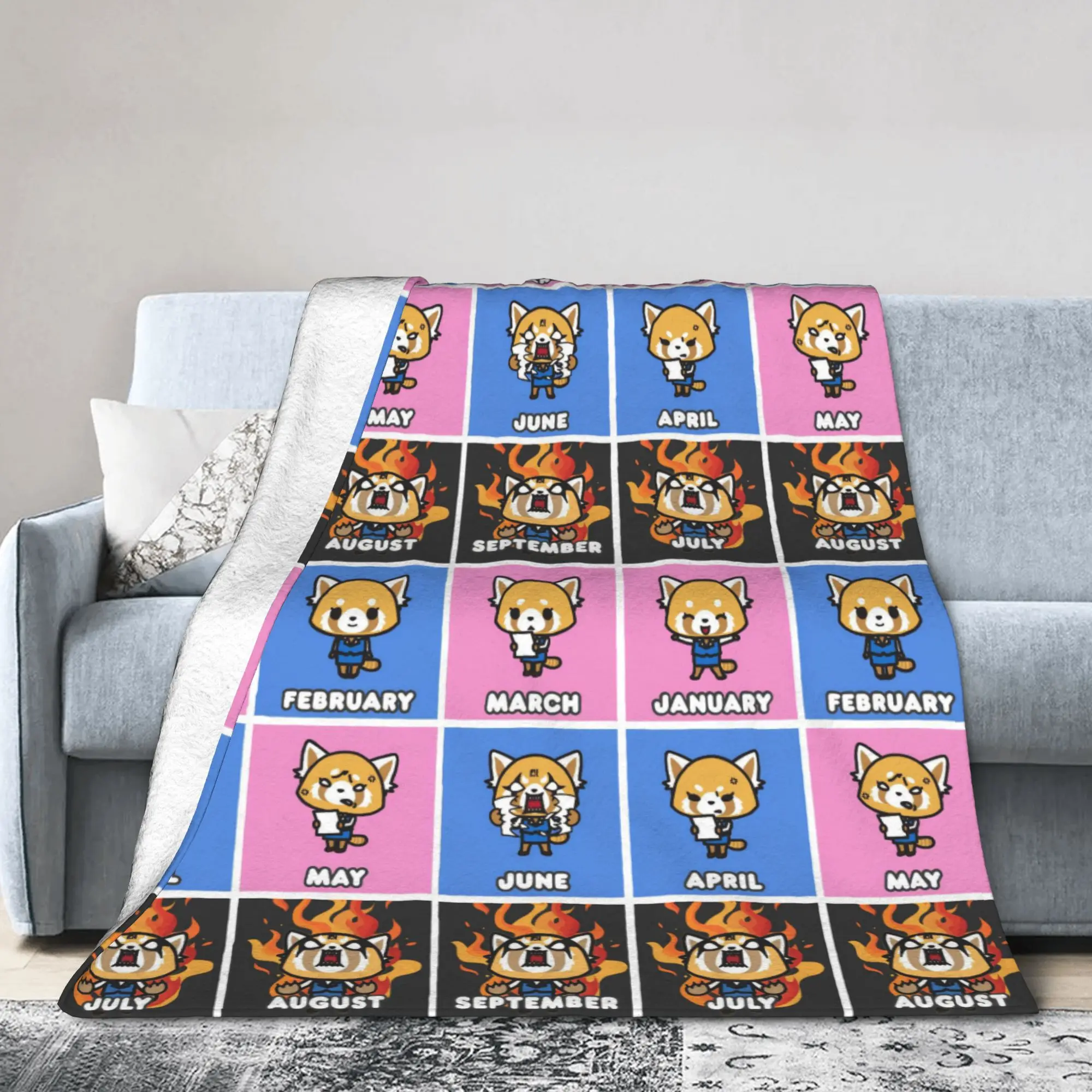 Aggretsuko Feeling Blanket Retsuko Anime Flannel Novelty Warm Throw Blanket for Bedding Lounge Summer