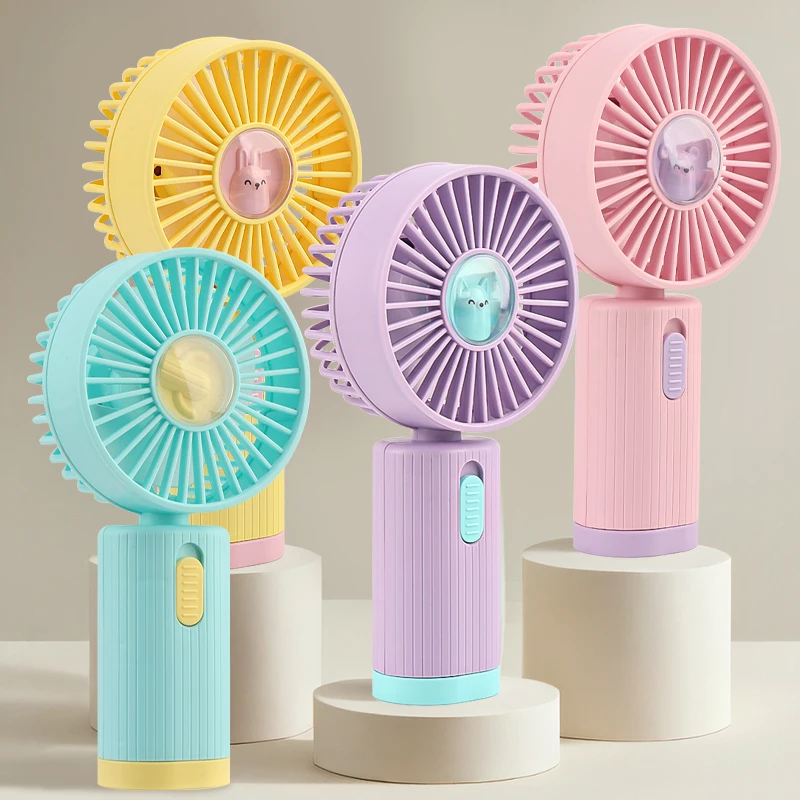 Cute Mini Handheld Fan USB Rechargeable Portable Lash Dryer Fan With Base Stand Eyelash Glue Drying Cooling Fan for Summer