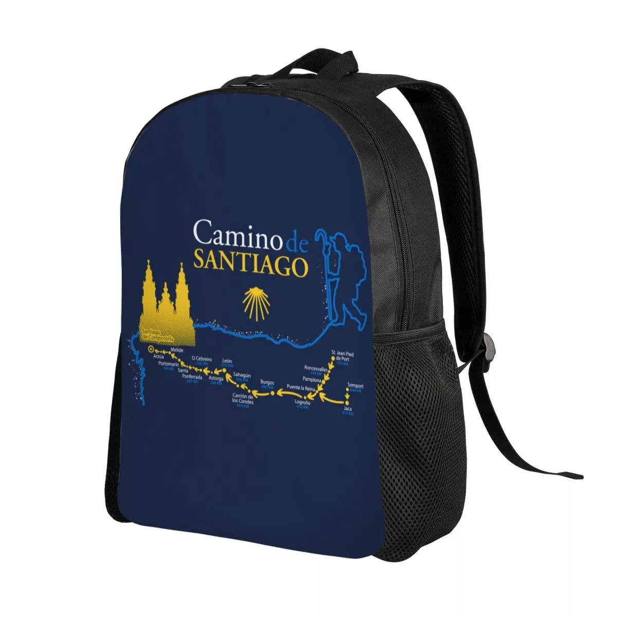 Custom Camino De Santiago Map Laptop Backpack Women Men Casual Bookbag for College School Students Bags