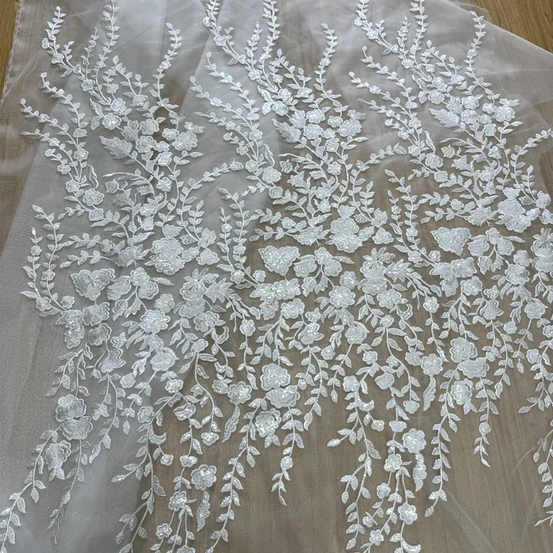

New Leaf Glitter Transparent Mesh Embroidery Lace Decal Fabric Handmade Wedding Dress Clothing Background Decoration Accessories