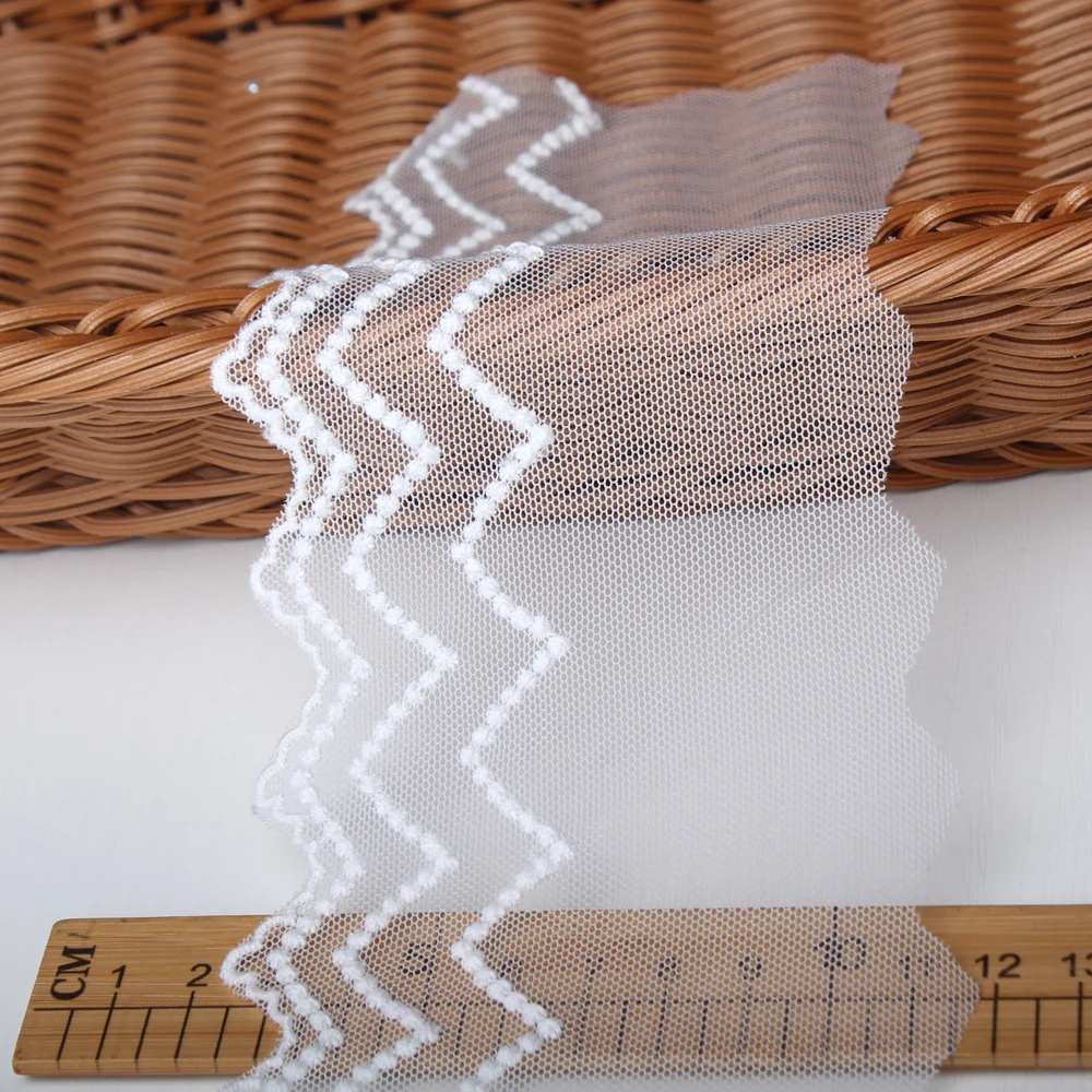 White Cotton Thread + Embroidered Mesh Lace Garment Lace Ribbon Fabric Trims Trimmings DIY Handmade Sewing Accessories