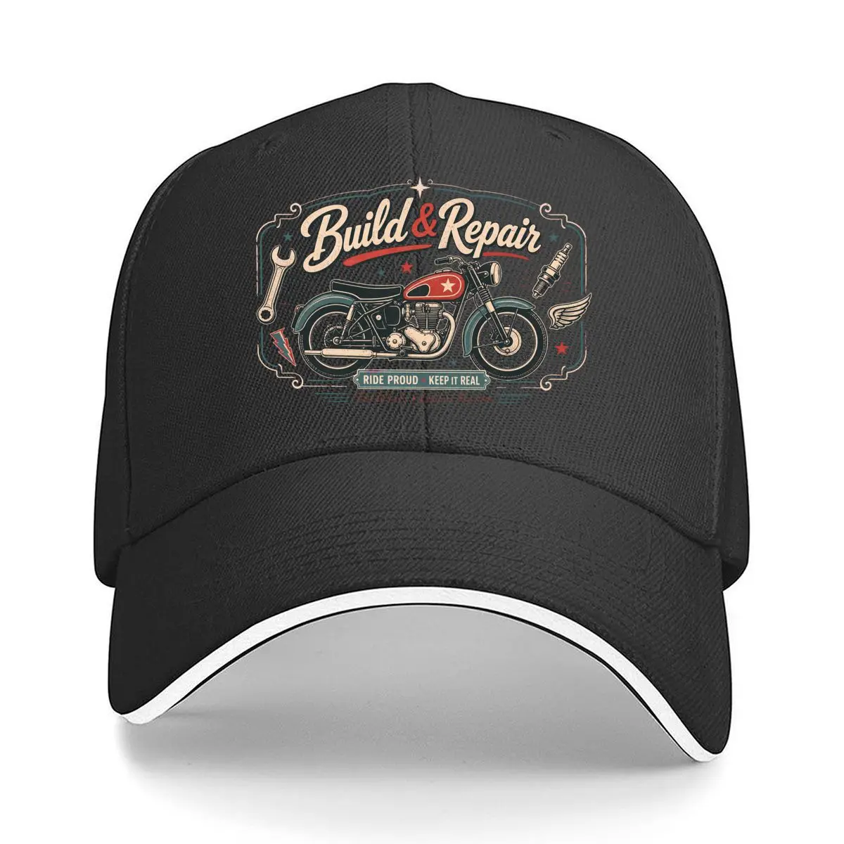 Build Repair Vintage Motorcycle Ride Sandwich Baseball Cap Outdoor Workouts Sun Hat