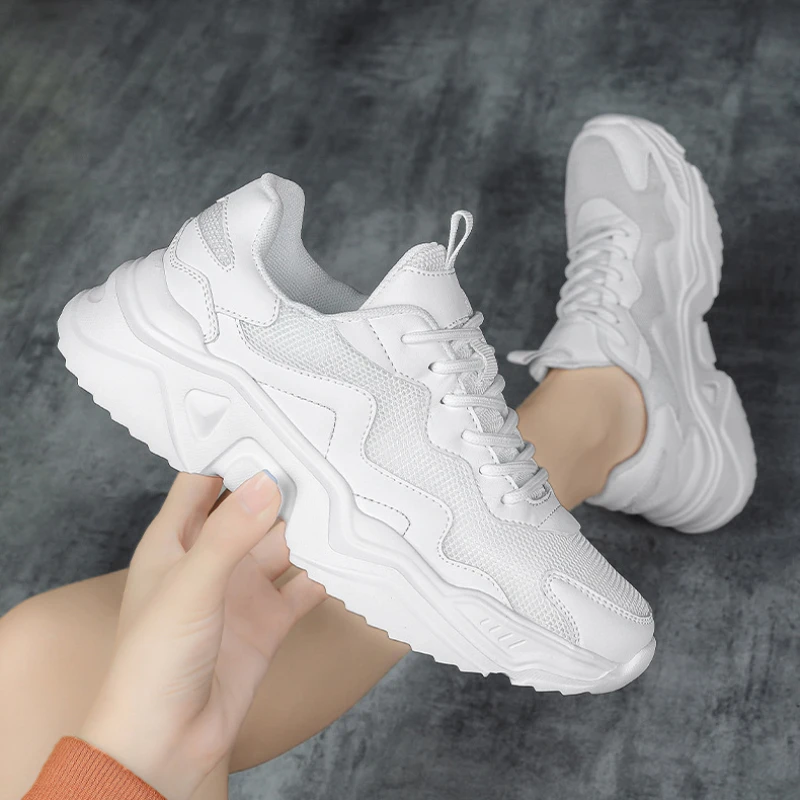 The Same Style of Sports Shoes for Men Summer Breathable Running Shoes High Quality Thick Sole Women's Shoes Mesh Tennis Shoe